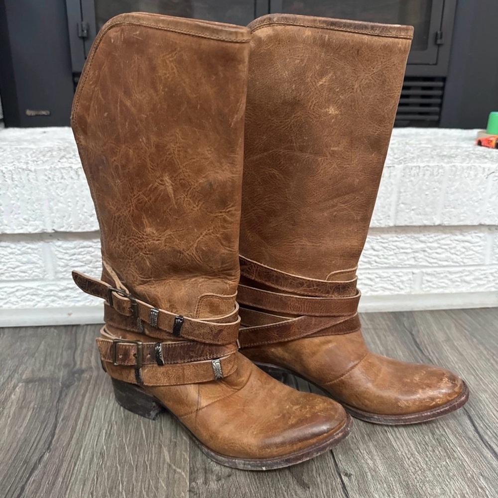 Freebird by Steven Brown Leather Mid-Calf Buckle Boots